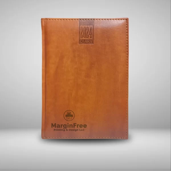 A5 Diary Cream Daily PU Brown Leather finish With Edge Stitching