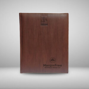 Executive Diary Weekly Cream PU Coffee Brown Edge Stitching with Matching Thread