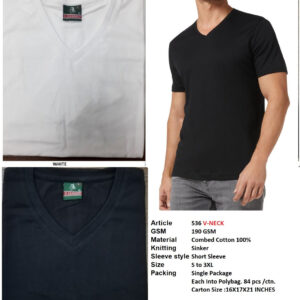 V Neck T-Shirt 100% Cotton 536 V